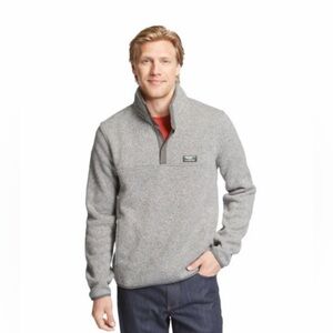 L.L. Bean Gray Half-Zip Fleece Pullover with Red Underlayer